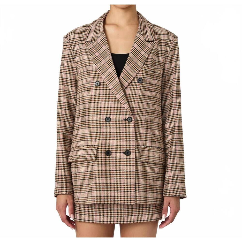 NEW FRENCH CONNECTION gina check blazer in beige